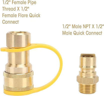 3pcs Gas Quick Connect Fittings, Gas Fittings Brass Gas Quick Connect Adapter Kit for Rv Trailer Van