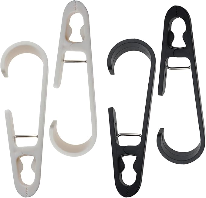 4PCS Coat Clip Towel Clip Bathroom Hanging Swivel Clothespin Hook 135mm Multi Purpose Clothespin Hook Towel Clip Storage Hanging Curtain Clip Hook Balcony Drying Clothespin Black and White