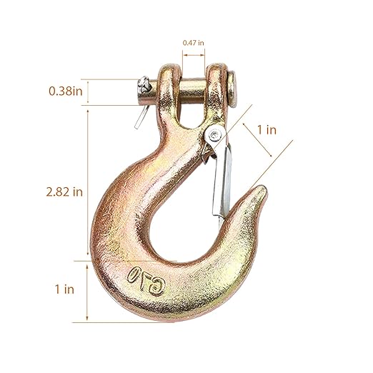 4Pack Clevis Slip Hook, 516 Inch Clevis Safety Hook with Safety Latch, Heavy Duty Forged G70 Chain Hook for Truck Trailer Winch Transport Tow Chain Hook,34 in Opening,14,000 Lb Capacity