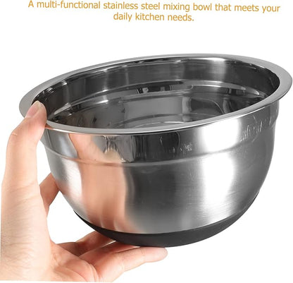 Stainless Steel Mixing Bowl with Base Non Slip Food Mixing Bowl for Cooking Baking and Kneading Dough Easy to Clean Multi Functional Kitchen Essential