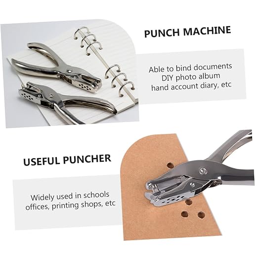 Operitacx 6pcs Ergonomic Handheld Hole Punchers Multifunctional Punching Tool for Cardboard Crafts for Document Binding Scrapbooks and Photo
