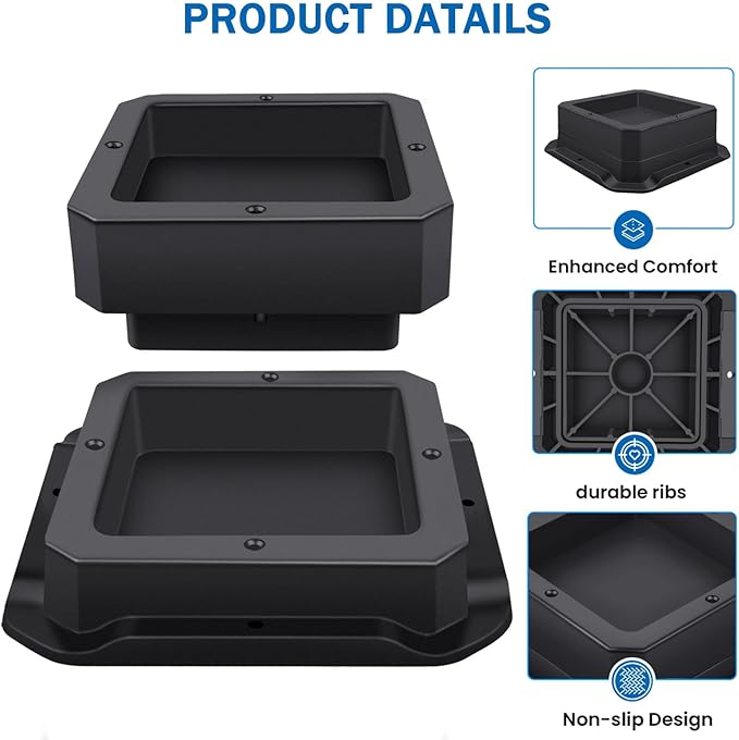 Furniture Risers 1 Inch,Bed Risers Heavy Duty,Desk Risers for Chair and Table Legs Elevation ,Bed Lifts Risers (4 Pack, Black)