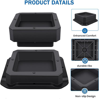 Furniture Risers 1 Inch,Bed Risers Heavy Duty,Desk Risers for Chair and Table Legs Elevation ,Bed Lifts Risers (4 Pack, Black)
