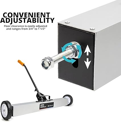 NEIKO 53418A 36-Inch Magnetic Pickup Sweeper with Wheels, Adjustable Handle, and Floor Magnet, Heavy-Duty Magnet to Pick Up Nails, 55-Pound Capacity