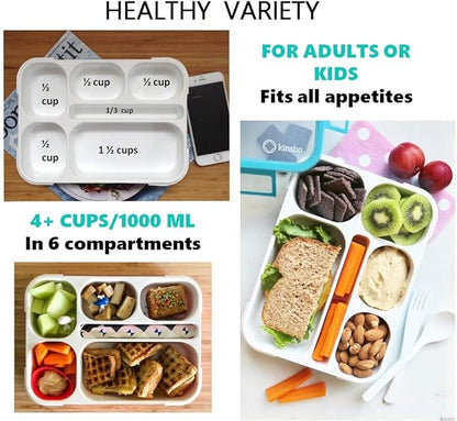 Bento-Box Lunch-box Containers for Kids Girls Toddler Women, 6 Compartment Leakproof School Portion Container Kit, Meal or Snack Boxes for School Daycare Travel, BPA-Free Pink