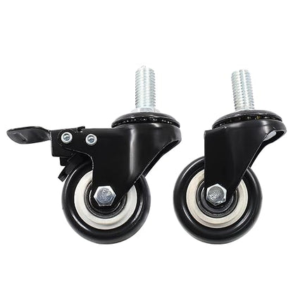 2'' Threaded Stem Casters with Brake, M10 x 25mm Heavy Duty 360 Degree Swivel Stem Wheels for Furniture, Cart, Workbench - Set of 4(2 with Brake,2 with No Brake)