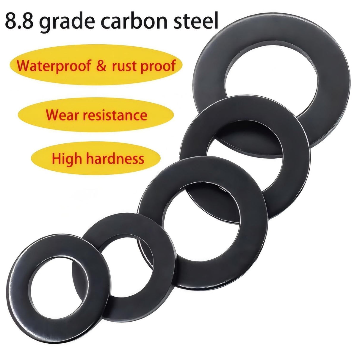Qrity 20PCS Steel Flat Washer, Fender Washer, M12x24mm Washer, Metal Washers for Home Decoration and Factory Construction