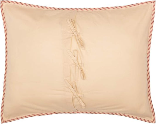 VHC Brands Sawyer Mill Red Ticking Stripe Standard Sham 21x27 Bedding Accessory