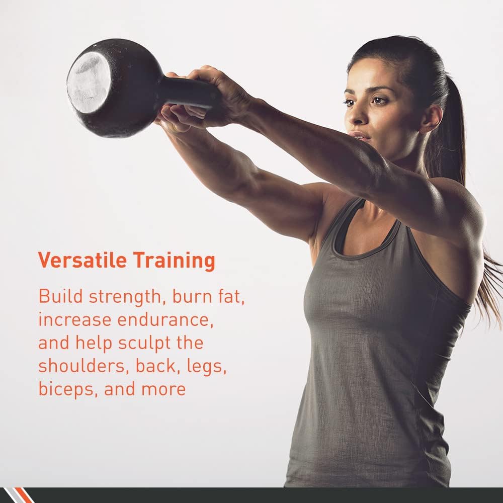 Body Sport Cast Iron Kettlebell, 15 lb. Ц At-Home Gym Equipment Ц Kettlebell Free Weights Ц Strength & Core Training Equipment Ц Cast Iron Resistance Workout Gear
