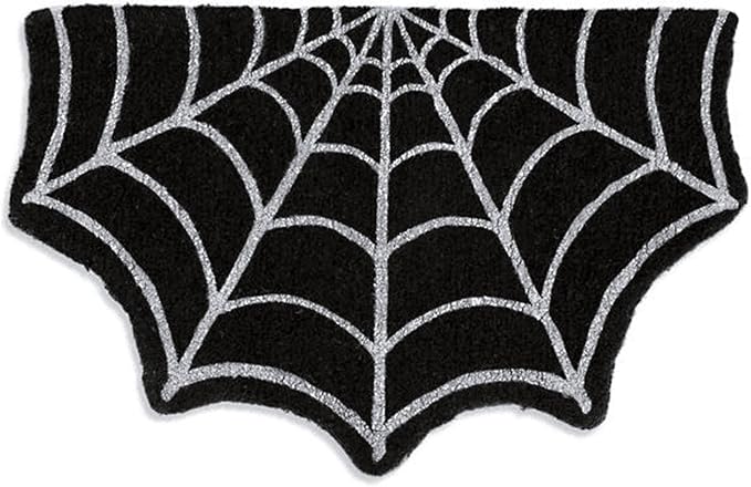 Spider Web Indoor Halloween Rug Black Kitchen Rugs Goth Bath Mat Spooky Non Slip Doormats Fall Thanksgiving Rugs for Indoor Outdoor Entrance (Black)