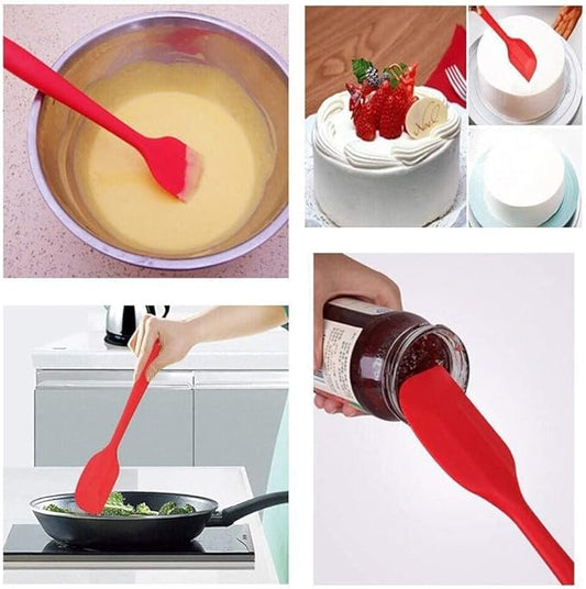 YAKOLAK Premium Silicone Non-Stick Heat Resistant Spatulas with Steel Core Kitchen Utensils Non-Stick for Cooking, Baking and Mixing, 9 Inch Red
