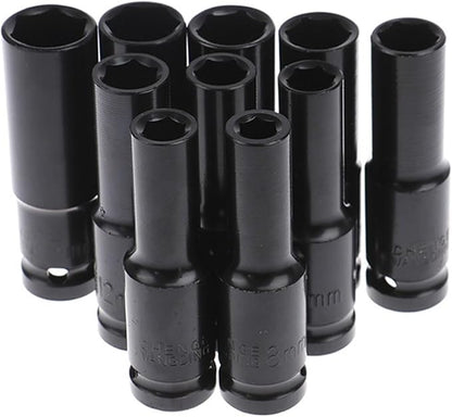 125PC 12 Impact Socket Set Head 8-24mm Deep Long Socket Pneumatic Wrench Mechanical Workshop Tools Garage for Car Drive Repair Socket Socket(M1 12PCS)