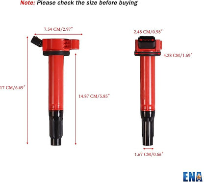 ENA Red Ignition Coil Pack Compatible with Lexus Toyota ES350 GS300 GS350 IS250 IS350 LS460 LX570 RC300 RC350 RX350 Highlander 4Runner Camry Sienna RAV4 Tundra Venza Avalon tC Replacement for UF487