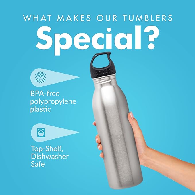 Simply Green Solutions Slim Line Stainless Steel Water Bottle Canteen - 24oz. Capacity