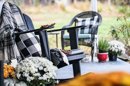 4TH Emotion Set of 1 Farmhouse Buffalo Check Plaid Throw Pillow Covers Cushion Case Polyester Linen for Fall Home Decor Black and White, 18 x 18 Inches