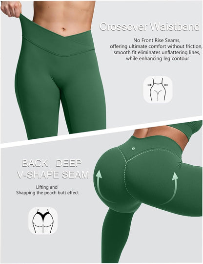 Crossover Butt Lifting Leggings for Women Tummy Control Buttery Soft Workout Gym Yoga Pants