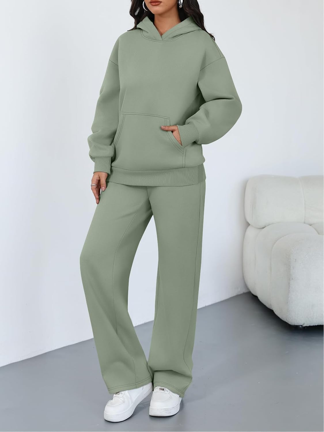 Trendy Queen 2 Piece Lounge Sweat Sets Oversized Sweatshirts & Wide Leg Pants.
