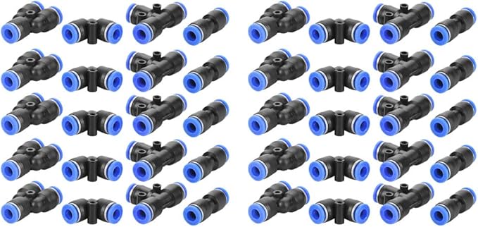 40Pcs 6mm Air Hose Pneumatic Push Connector 4 Types Air Push Quick Fittings 0-0.9MPa