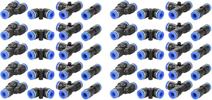 40Pcs 6mm Air Hose Pneumatic Push Connector 4 Types Air Push Quick Fittings 0-0.9MPa