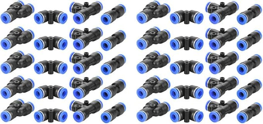40Pcs 6mm Air Hose Pneumatic Push Connector 4 Types Air Push Quick Fittings 0-0.9MPa