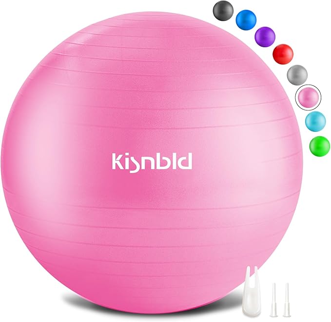 Exercise Ball, Extra Thick Yoga Ball for Workout Pregnancy Stability, 4 Sizes Anti-Burst Balance Ball with Foot Pump - Heavy Duty Fitness Ball Chair for Office, Home  Gym