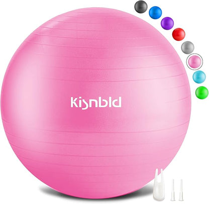 Exercise Ball, Extra Thick Yoga Ball for Workout Pregnancy Stability, 4 Sizes Anti-Burst Balance Ball with Foot Pump - Heavy Duty Fitness Ball Chair for Office, Home  Gym