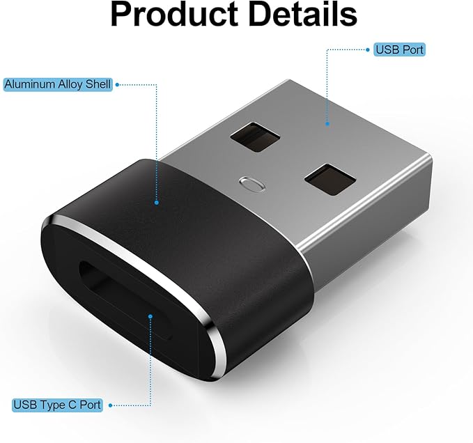 Meliya USB to USB C Adapter 2 Pack, USB C Female to USB A Male Charger Cable Converter for iWatch Ultra 9 8 7 SE,iPhone 15 14 13 12 11 Pro Max,iPad Pro Air 9 10 6 Mini