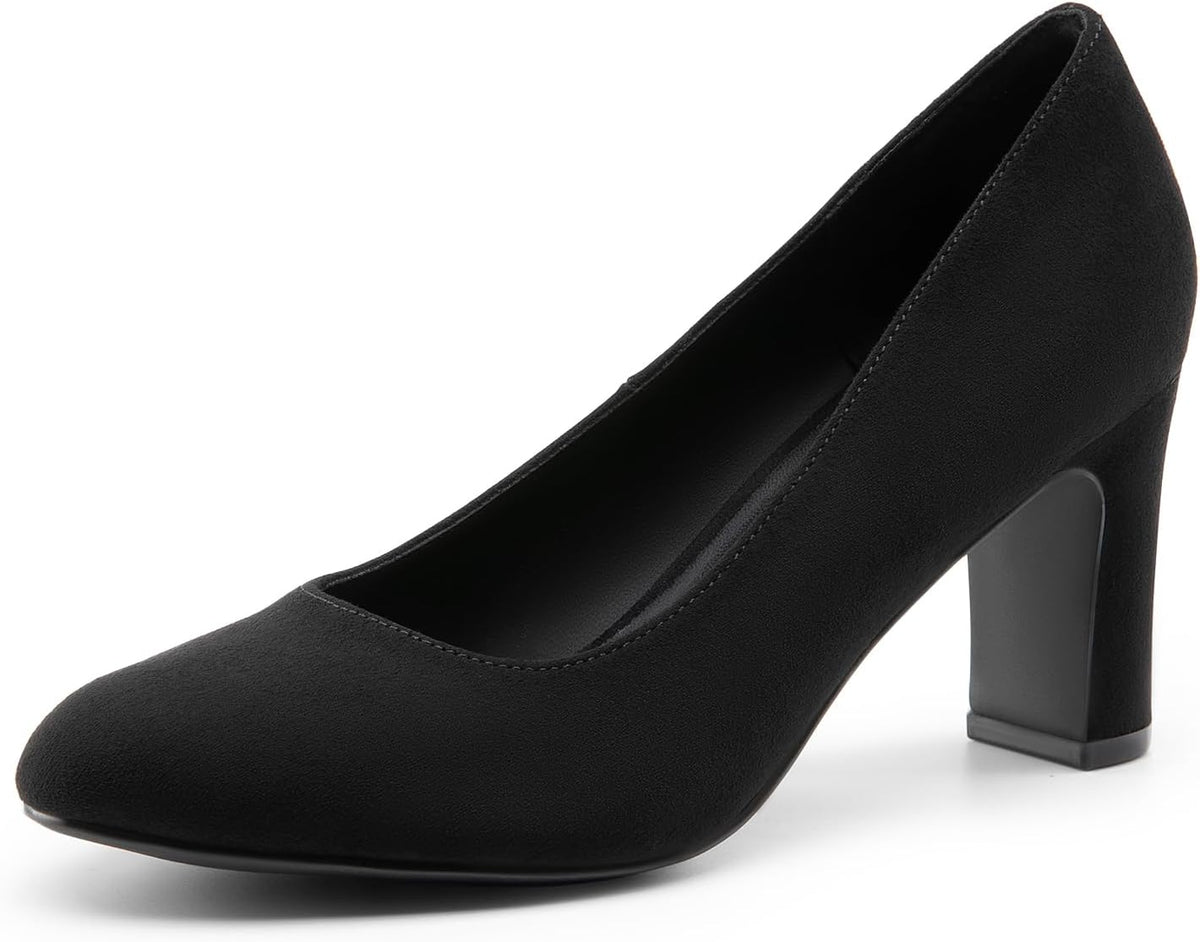 Women's Block Heel Rounded Toe Pumps