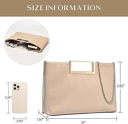 SWEETV Clutch Purses for Women Evening Formal, Fashion PU Leather Purse for Prom, Cocktail, and Wedding,Nina