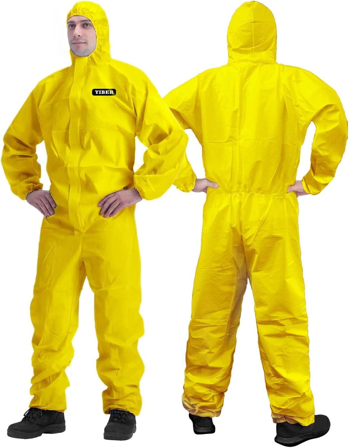 Hazmat Suit Disposable Coverall | Full Body Painters Suit in 7 Sizes with Multiple Specifications for Men & Women - X-Large, Yellow, 1