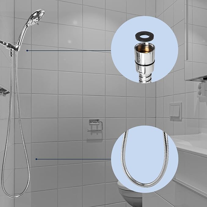 Shower Hose, 79 Inches Extra Long Stainless Steel Handheld Shower Head Hose with Brass Insert and Nut, Flexible, Chrome