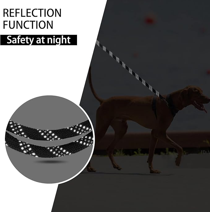 Reflective Long Leash for Dogs Outside, 15FT/30FT/50FT Dog Training Lead with Padded Handle, Heavy Duty Check Cord Recall Leads for Dogs Training, Playing, Camping, or Backyard
