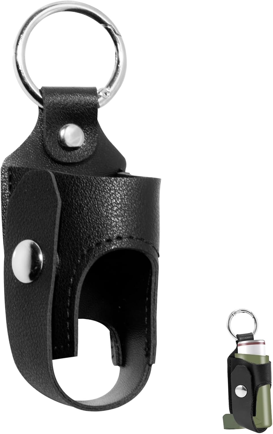 Holder Travel Case for Asthma Inhaler, PU Leather Travel Handy Mini Holster for Adults and Kids, Inhaler Not Included, Black