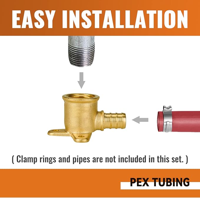 SUNGATOR 4-Pack Pex Drop Ear Elbow 1/2", 1/2" Pex to 1/2" Female NPT, No Lead Brass, ASTM F1807