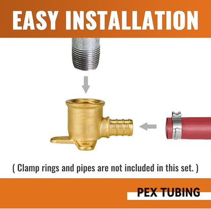 SUNGATOR 4-Pack Pex Drop Ear Elbow 1/2", 1/2" Pex to 1/2" Female NPT, No Lead Brass, ASTM F1807