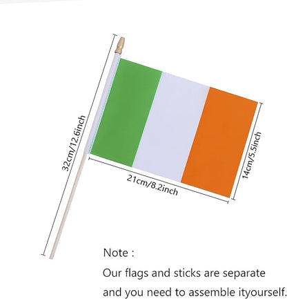 TSMD Ireland Stick Flag Irish Small Mini Hand Held Flags,5x8 Inch,12 Pack