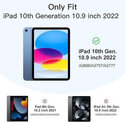 Akkerds Compatible with iPad 10th Generation Case 10.9 Inch 2022 with Pencil Holder, Slim Trifold Stand Protective Cover with Soft TPU Back for iPad Case 10th Generation, Auto Sleep/Wake, Lavender