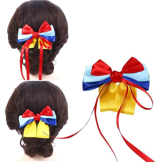 2PCS Hair Ribbon, Hair Clips Barrettes, Bow Hair Clips, Hair bows Clips Bowknot with Long Tail, Princess Hair Bows Claw Clip, Princess Satin Ribbon