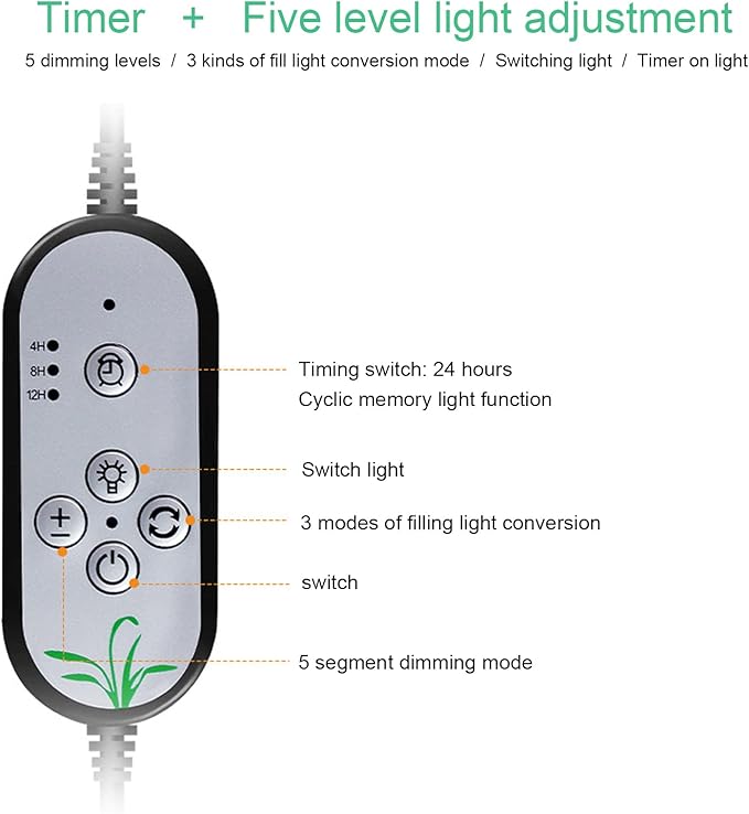 USB Powered Aluminum Shell Plant Grow Light, 360 Degree Bendable Dual Heads Fill Light with 52 LEDs for Indoor Plants with Non Slip Base