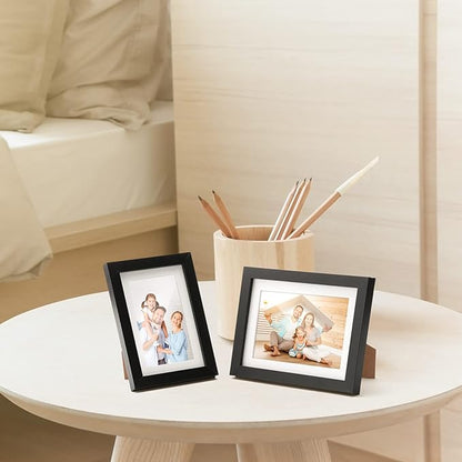 TWING 4x6 Picture Frame,Display Pictures 3x5 with Mat or 4x6 Without Mat,Small Picture Frame for Wall and Table Top Display,Black,1 Pack