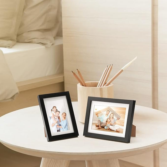 TWING 4x6 Picture Frame,Display Pictures 3x5 with Mat or 4x6 Without Mat,Small Picture Frame for Wall and Table Top Display,Black,1 Pack