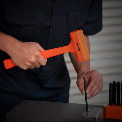 Neiko 02847A 2 LB Dead Blow Hammer, Neon Orange  Unibody Molded  Checkered Grip  Spark and Rebound Resistant