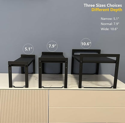 Expandable Cabinet Shelf Organizer 16-26" L Stackable Kitchen Counter Shelf Rack Sink Riser Countertop Storage Black (Normal 7.9D)