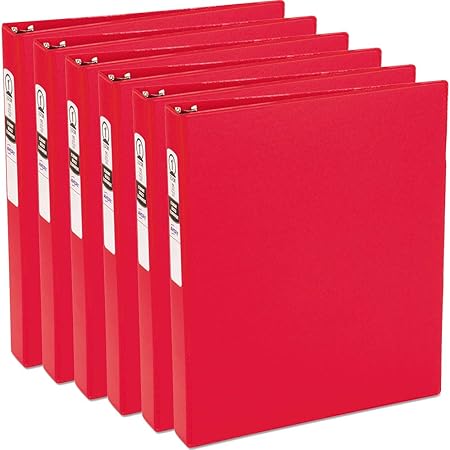 (6 Pack Value Bundle) AVE03310 Economy Round Ring Reference Binder, 1" Capacity, Red