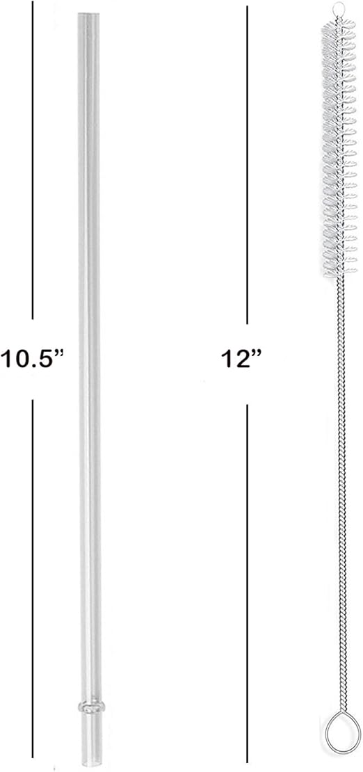 Acrylic Straw Set of 6, Fits 16oz, 20oz Tumblers, and 1 Nylon Straw Cleaning Brush