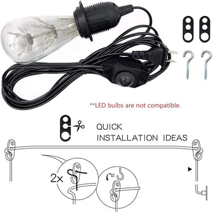 Pendant Light Kit with Dimmer Switch 15 Feet Hanging Lamp Cord Set Plug in Edison Light Bulb Socket Rope for E26 E27 DIY Swag Light Fixtures