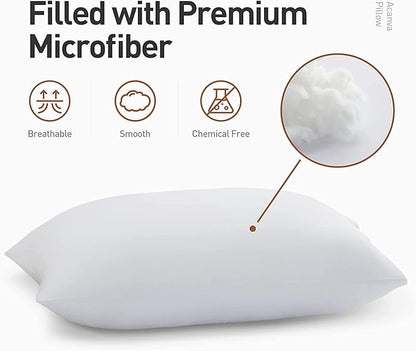 Acanva Bed Pillows 1 Pack Hotel Collection Luxury Soft Inserts for Sleeping-Breathable and Comfortable for Stomach Back Sleepers, Queen (Pack of 1), White - 1 Count