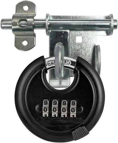 WULALACK 70mm Combo Lock?Disc Combination Lock with 4 Digit,Heavy Duty Storage Lock for Garage, Outdoor Fence, Shed, Storage Unit, Trailer, 1 Pack (Cosmetic Scratches)