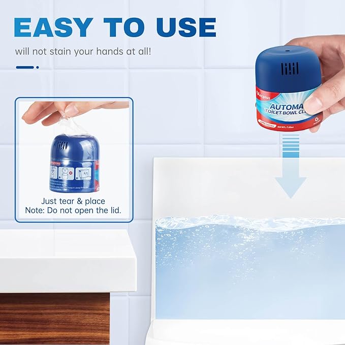 Vacplus Toilet Bowl Cleaners - 3 Pack, Krazy Clean Automatic Long-Lasting Toilet Cleaner Bottle, Easy-to-Use Toilet Bowl Cleaner Tablets in Bottles with Powerful Cleaning