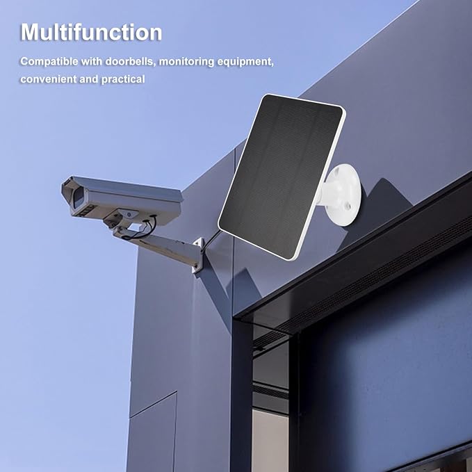Solar Panel for Security Camera, High Efficiency 4W Camera Solar Panel for DC5V Outdoor Rechargeable Battery Camera, Security Camera Solar Panel Charger with Adjustable Bracket